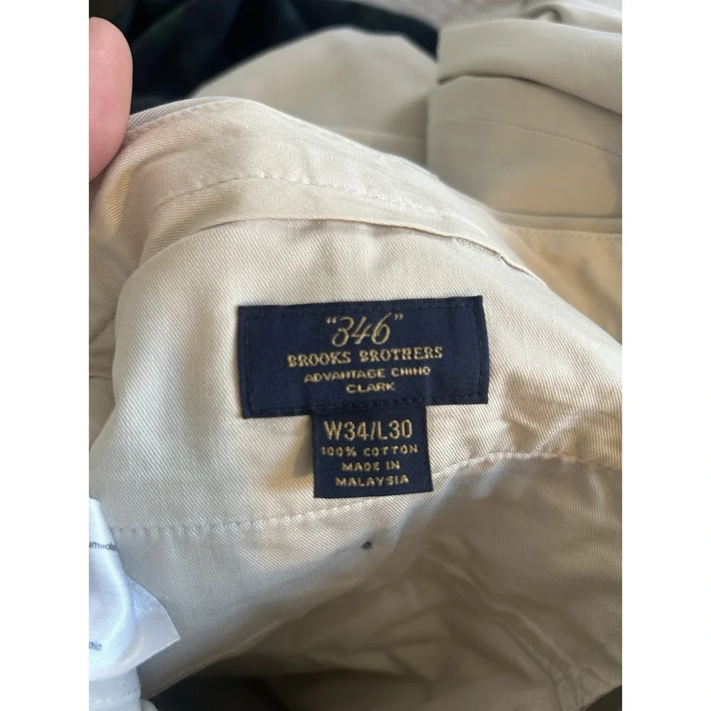 Brooks Brother Pleated Chino Pants Men's 34x30 Khaki‎ Beige 610